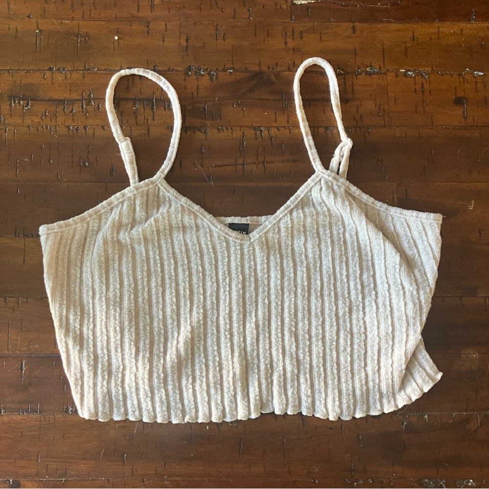 SHEIN Cream Ribbed Crop Camisole